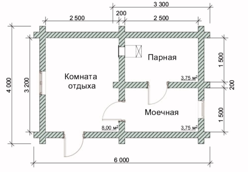 Рубленная баня "Ласточка" 4х6